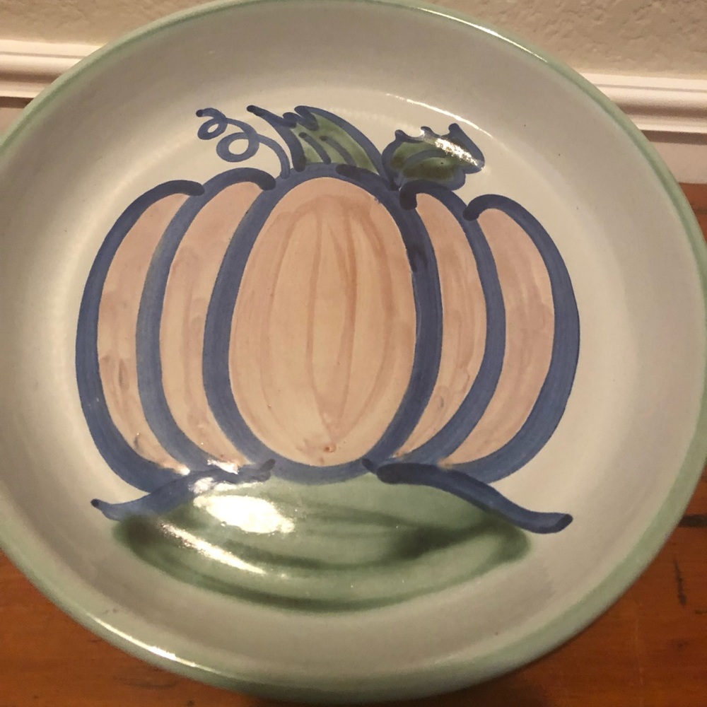 Unique Vintage 9.5” M. A. Hadley Pumpkin Plate with Lip